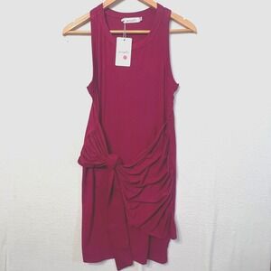 NWT Yingkis Burgundy Sleeveless Dress Knot Detail Casual Summer Party Size‎ M